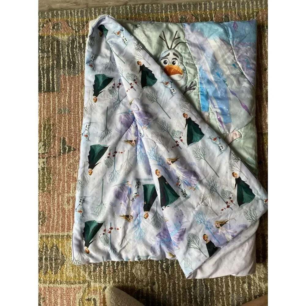 Disney Frozen Elsa & Anna Comforter in Lavender, Teal, and Ice Blue Crib size